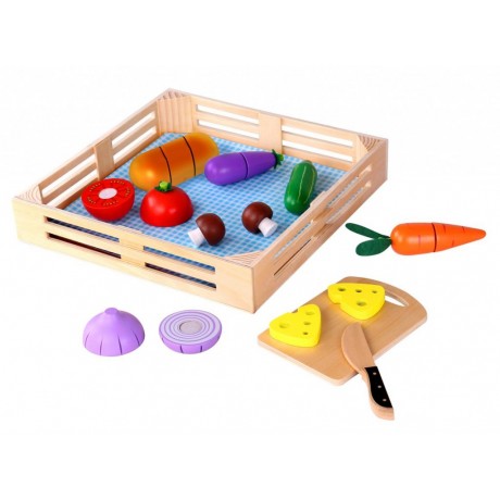 Ξύλινα Λαχανικά με ξύλο Κοπής και Δίσκο